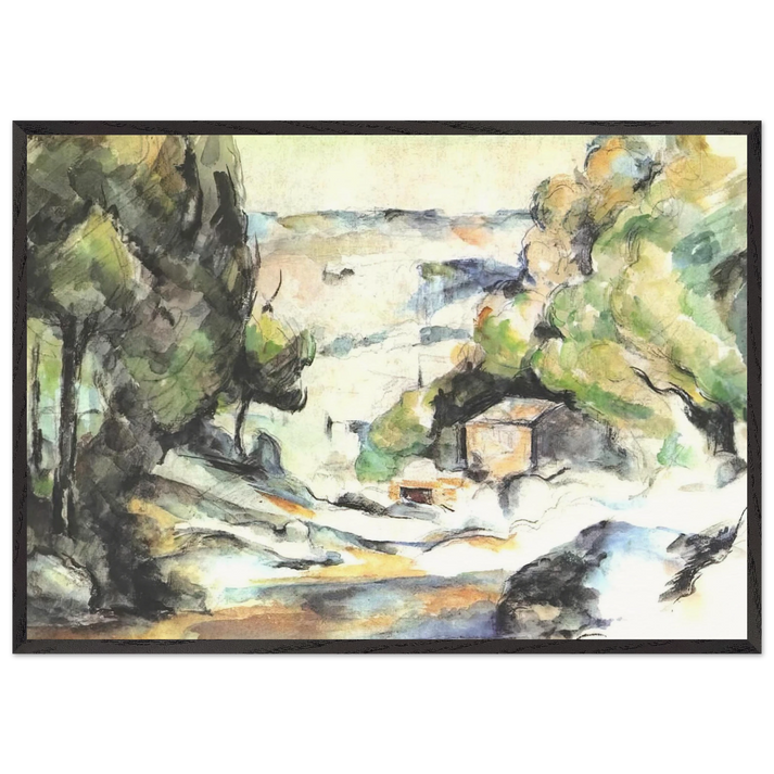 Landscape in the Provence - Paul Cezanne 70x100 cm / 28x40 inches Framed Art Print – Black Wooden Frame