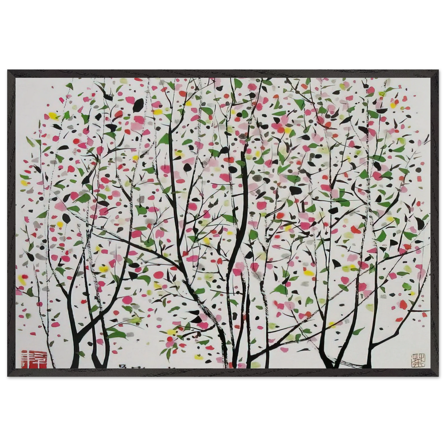Untitled - Ink and wash painting Post-Impressionism - Wu Guanzhong 70x100 cm / 28x40 inches Framed Art Print – Black Wooden Frame