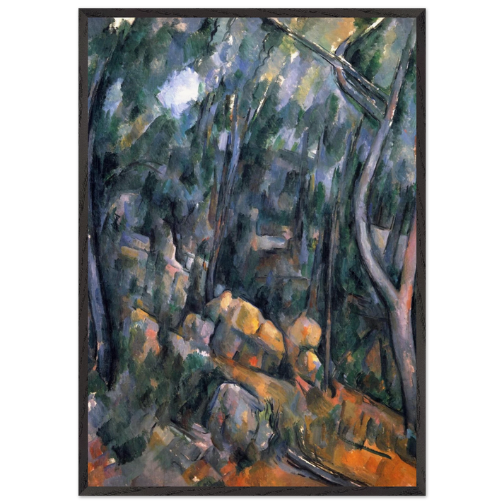 Forest near the rocky caves above the Chateau Noir - Paul Cezanne 70x100 cm / 28x40 inches Framed Art Print – Black Wooden Frame
