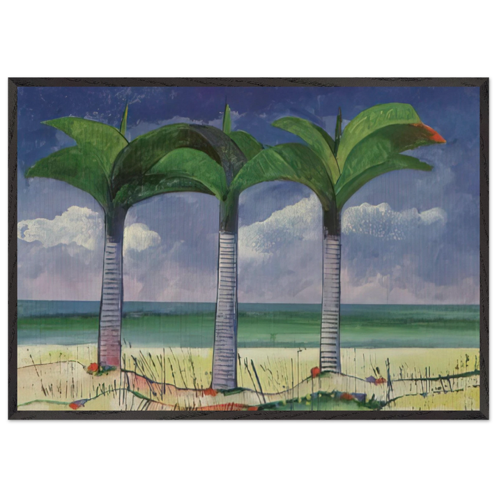 Praia com Tres Coqueiros - 1995 - Aldemir Martins 70x100 cm / 28x40 inches Framed Art Print – Black Wooden Frame