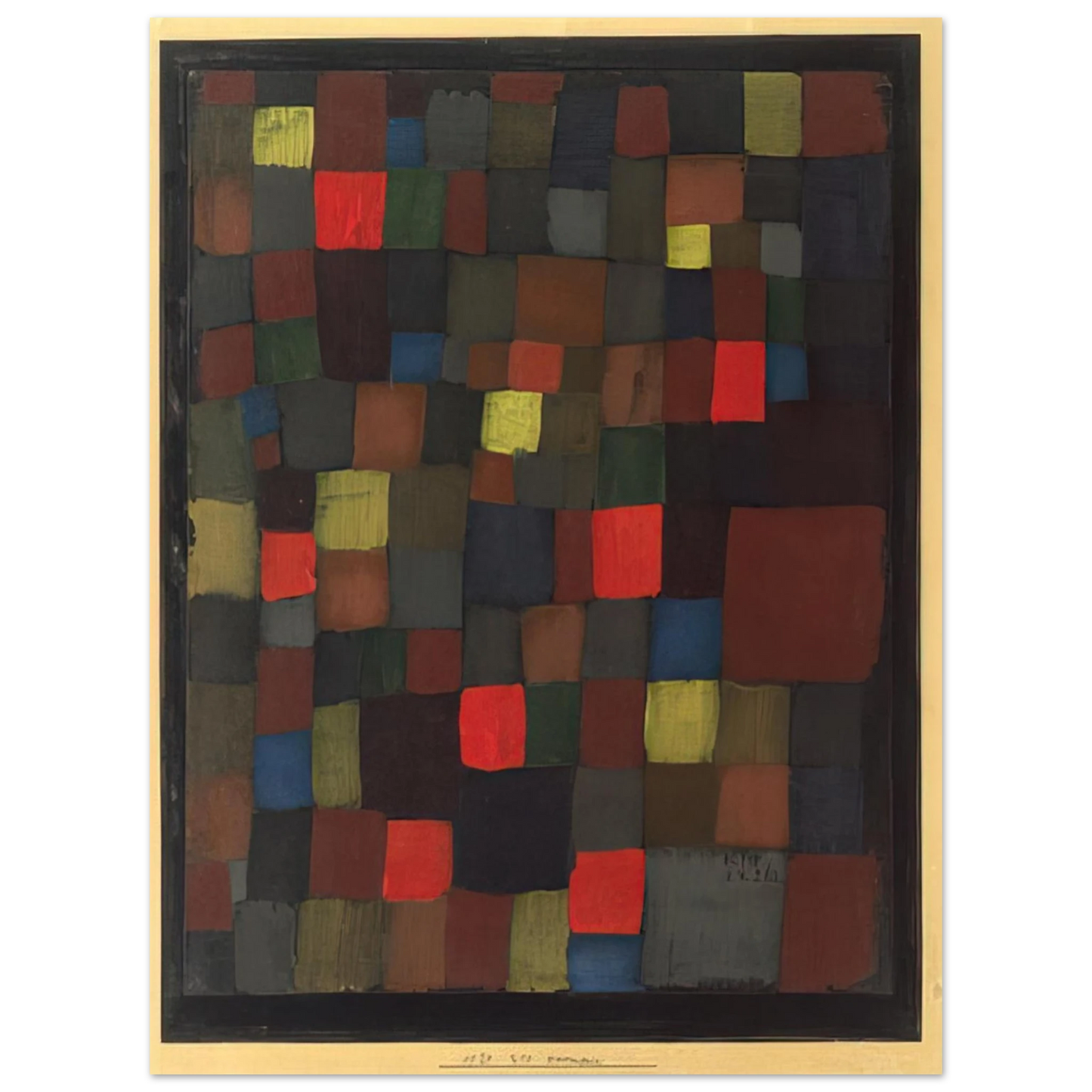 Paul Klee - ABSTRACT COLOUR HARMONY IN SQUARES WITH VERMILLION ACCENTS 1924 75x100 cm / 30x40inches Fine Art Poster