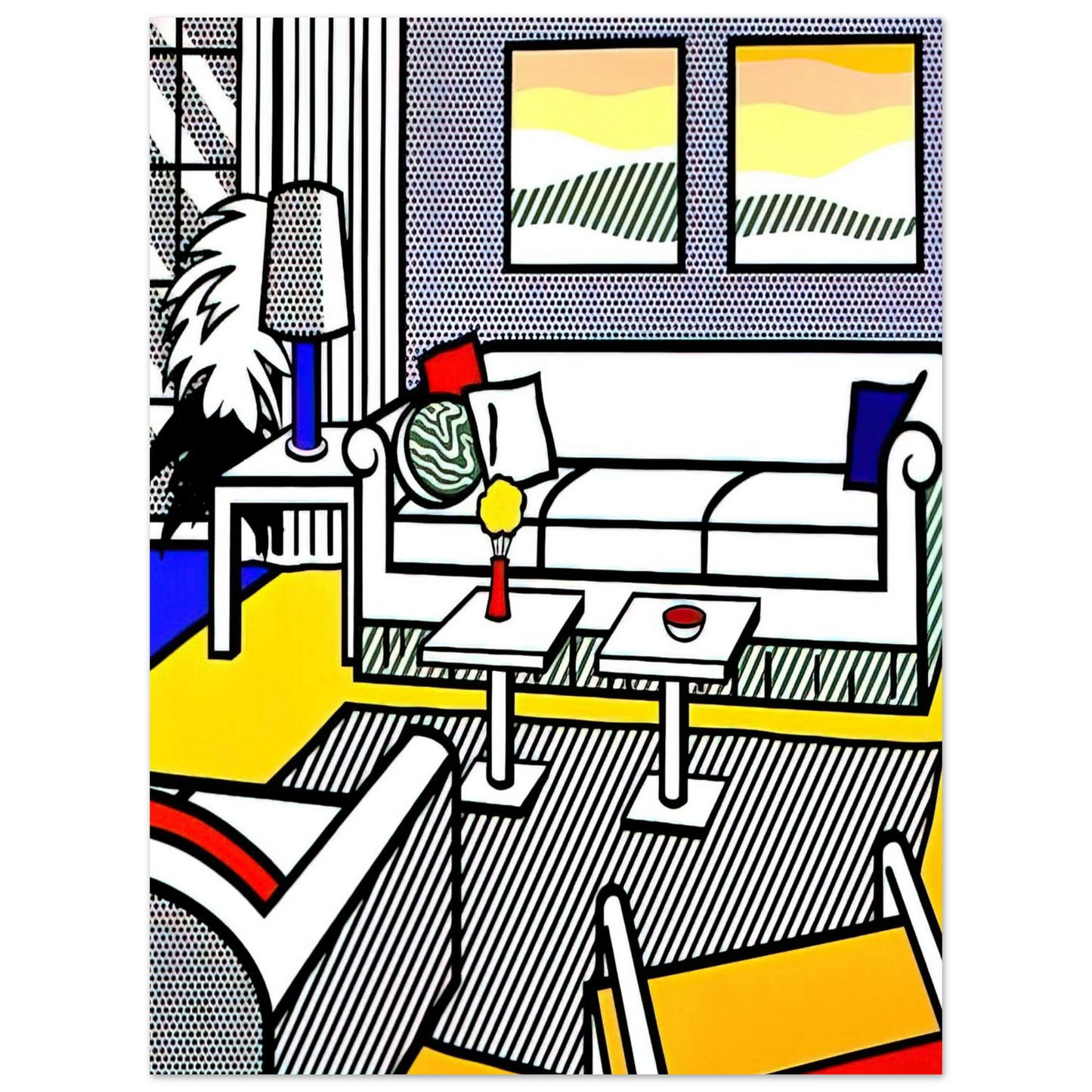 Roy Lichtenstein - INTERIOR WITH RESTFUL PAINTINGS 1991 75x100 cm / 30x40inches Fine Art Poster