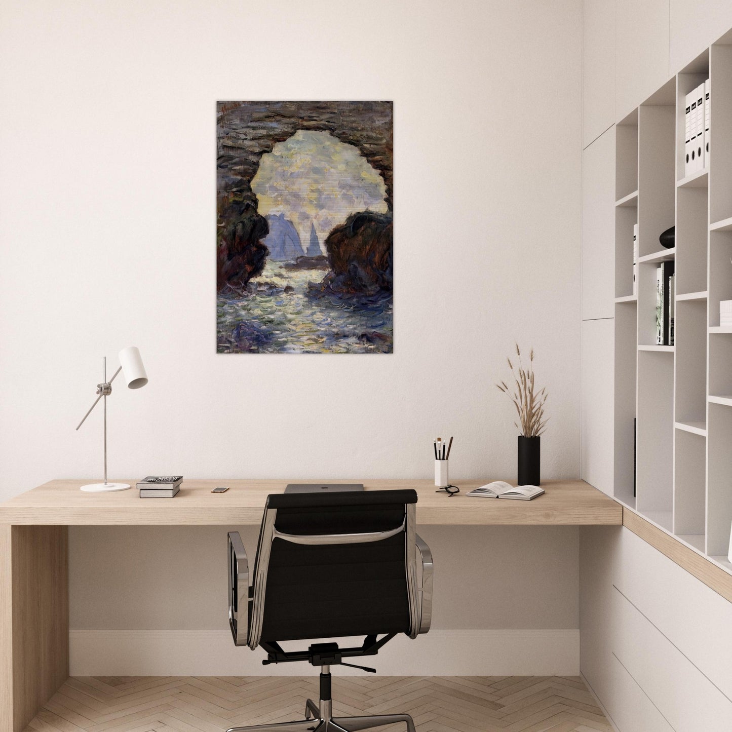 The Rock Needle Seen through the Porte d'Aumont - claude monet Brushed Aluminum Print - 70x100 cm / 28x40 inches | claude monet Aluminum Print | claude monet Prints