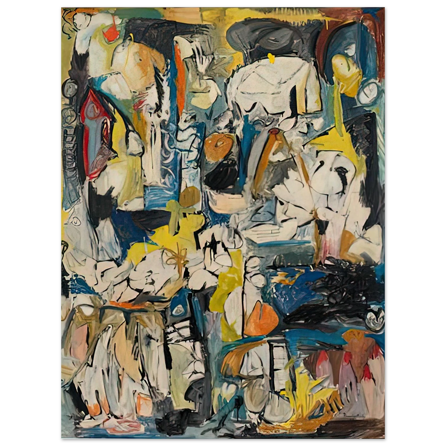 Helen Frankenthaler - Village, 1951- Wall Art - 60x80 cm / 24x32 inches - Premium Wooden Framed Poster With Fine Art Paper-canvas - Wood frame