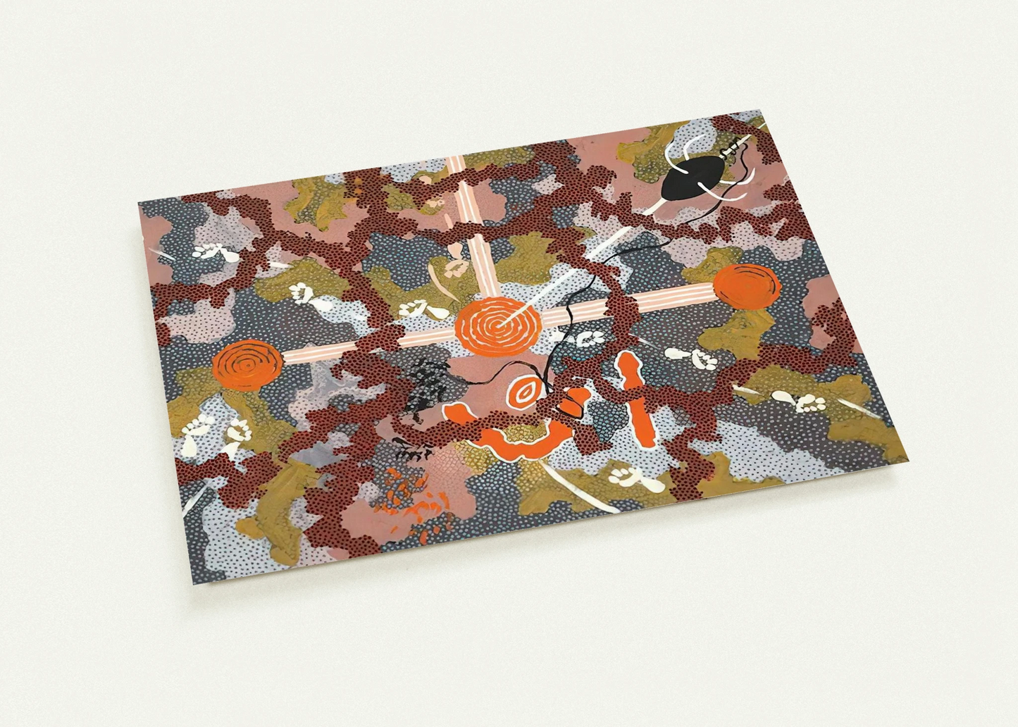 Ngarlu Love Story - 1993 By Clifford Possum Tjapaltjarri Pack of 10 Post Cards | Clifford Possum Tjapaltjarri Post Cards | A6 (10.5 x 14.8 cm) - 4.1 x 5.8 inches