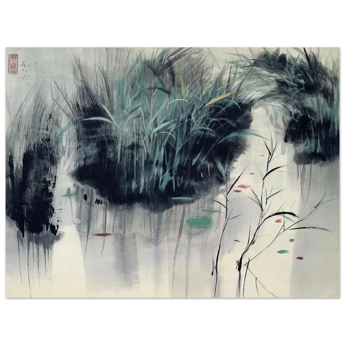 Wu Guanzhong - Untitled - Impressionism, Ink and wash painting 75x100 cm / 30x40inches Fine Art Poster