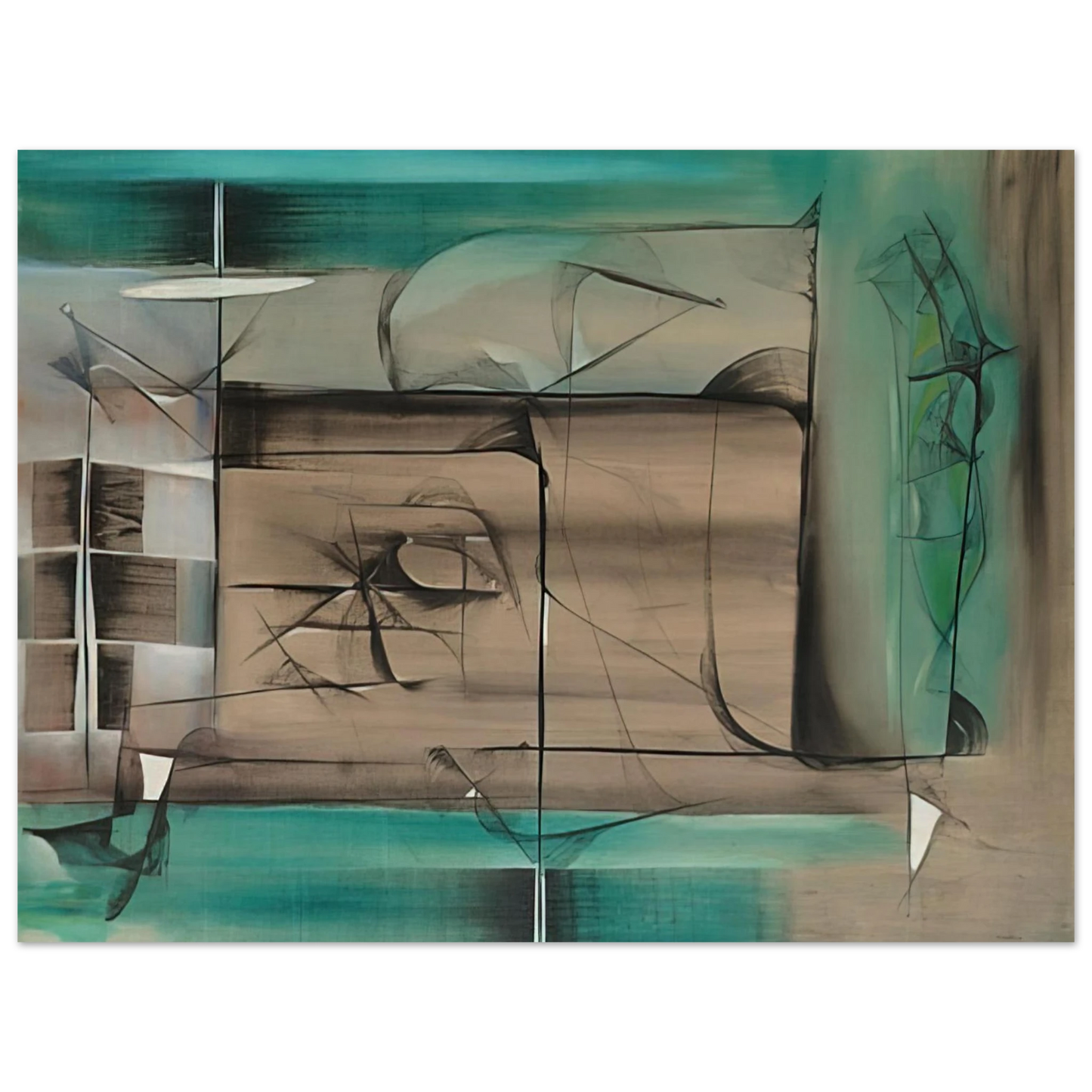 Jimmy Ernst - Abstraction in Green and Black - 1946 75x100 cm / 30x40inches Fine Art Poster