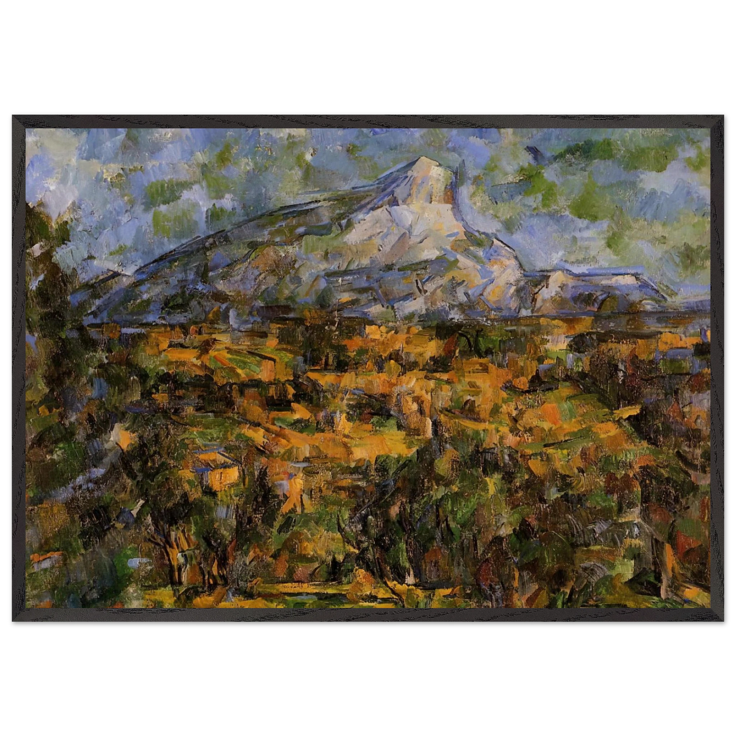 Mont Sainte-Victoire Seen from les Lauves - Paul Cezanne 70x100 cm / 28x40 inches Framed Art Print – Black Wooden Frame