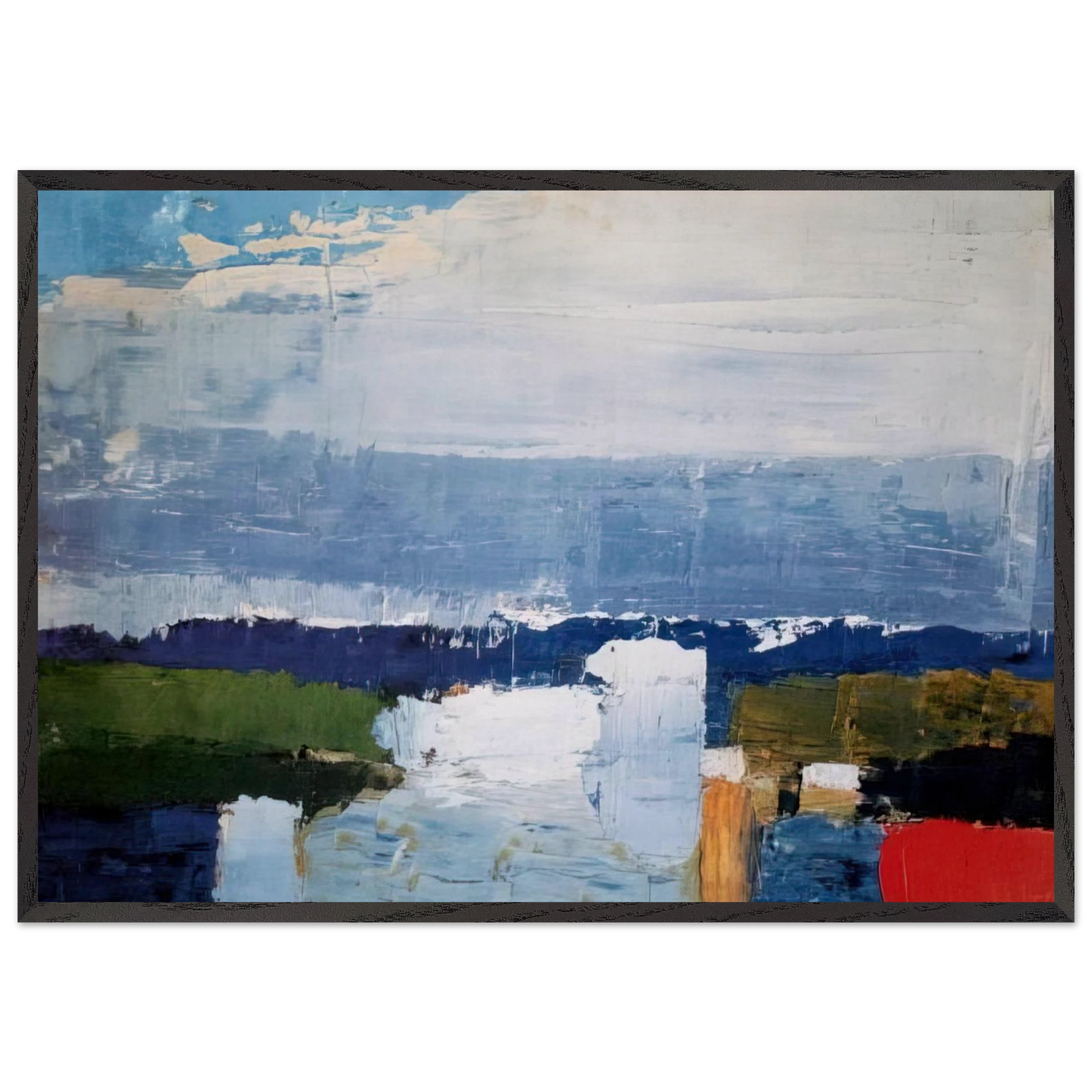 Paysage du midi - Art Informel - Nicolas de Stael 70x100 cm / 28x40 inches Framed Art Print – Black Wooden Frame