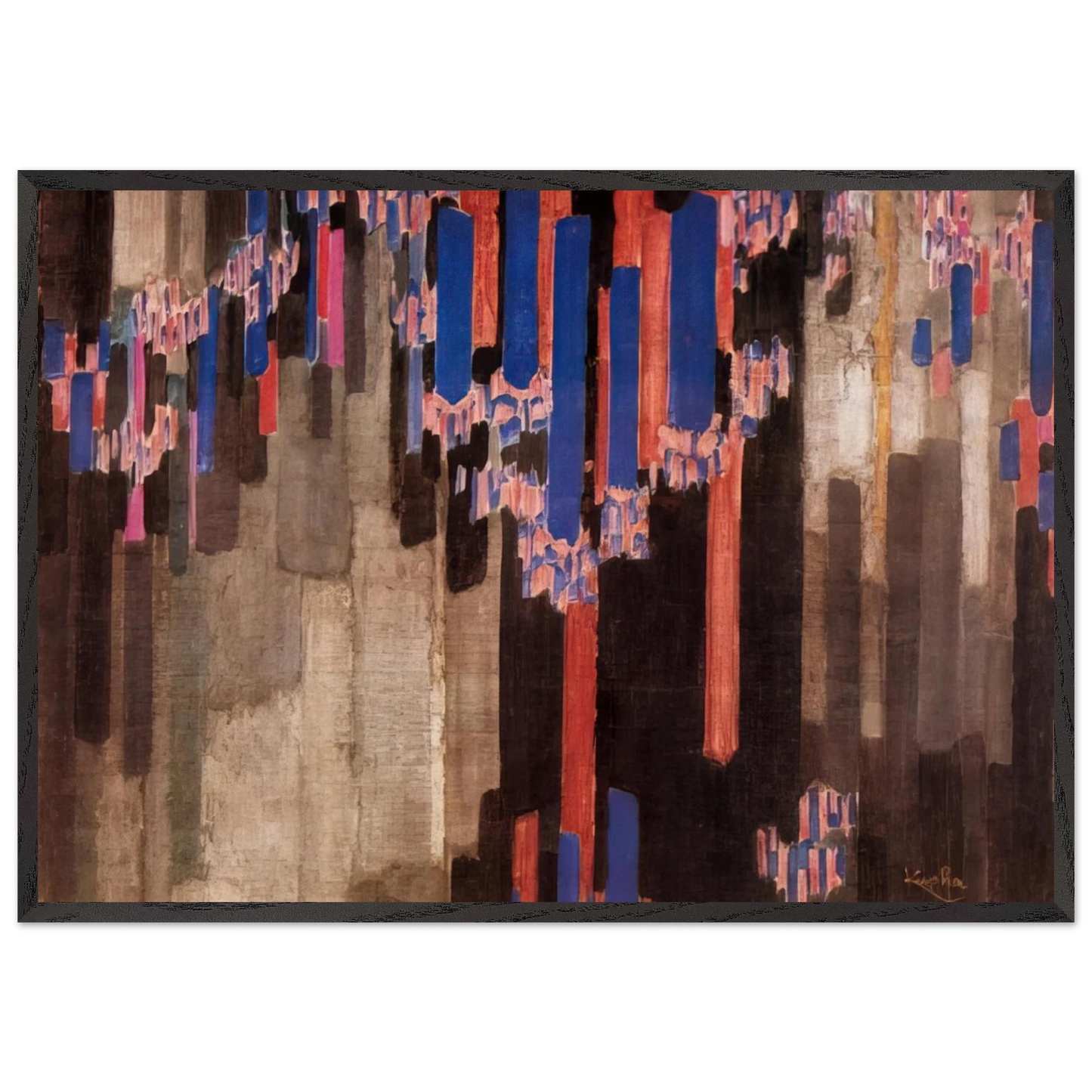 Ordination of verticals - Frantisek Kupka 70x100 cm / 28x40 inches Framed Art Print – Black Wooden Frame