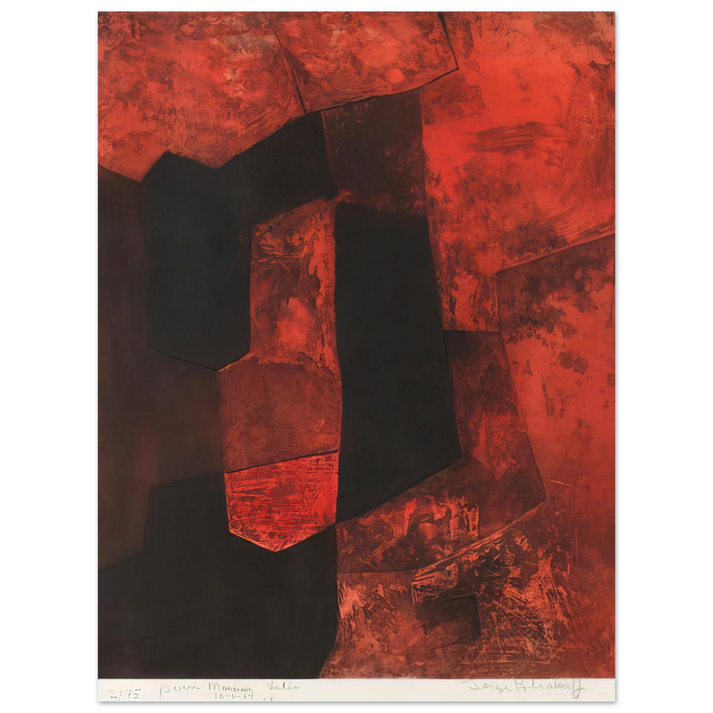 Serge Poliakoff - Composition brune et rouge - 1964 75x100 cm / 30x40inches Fine Art Poster
