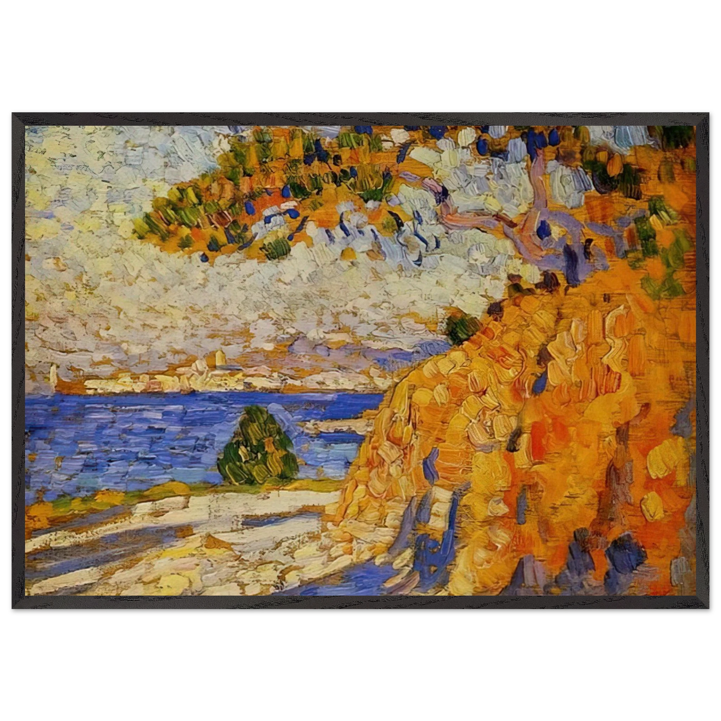 MIDI LANDSCAPE - Theo van Rysselberghe 70x100 cm / 28x40 inches Framed Art Print – Black Wooden Frame