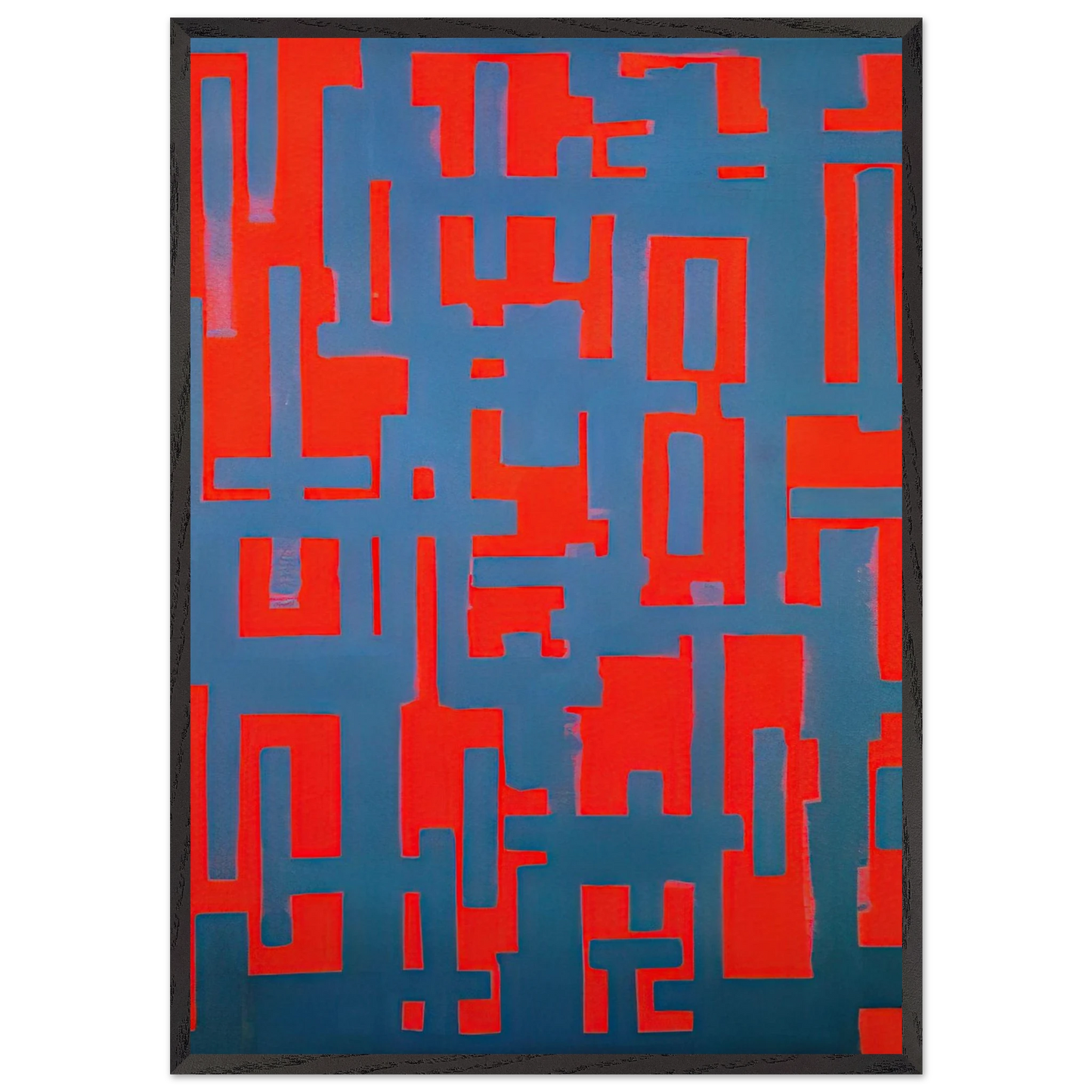 Untitled Red and Gray - 1950 - Ad Reinhardt 70x100 cm / 28x40 inches Framed Art Print – Black Wooden Frame