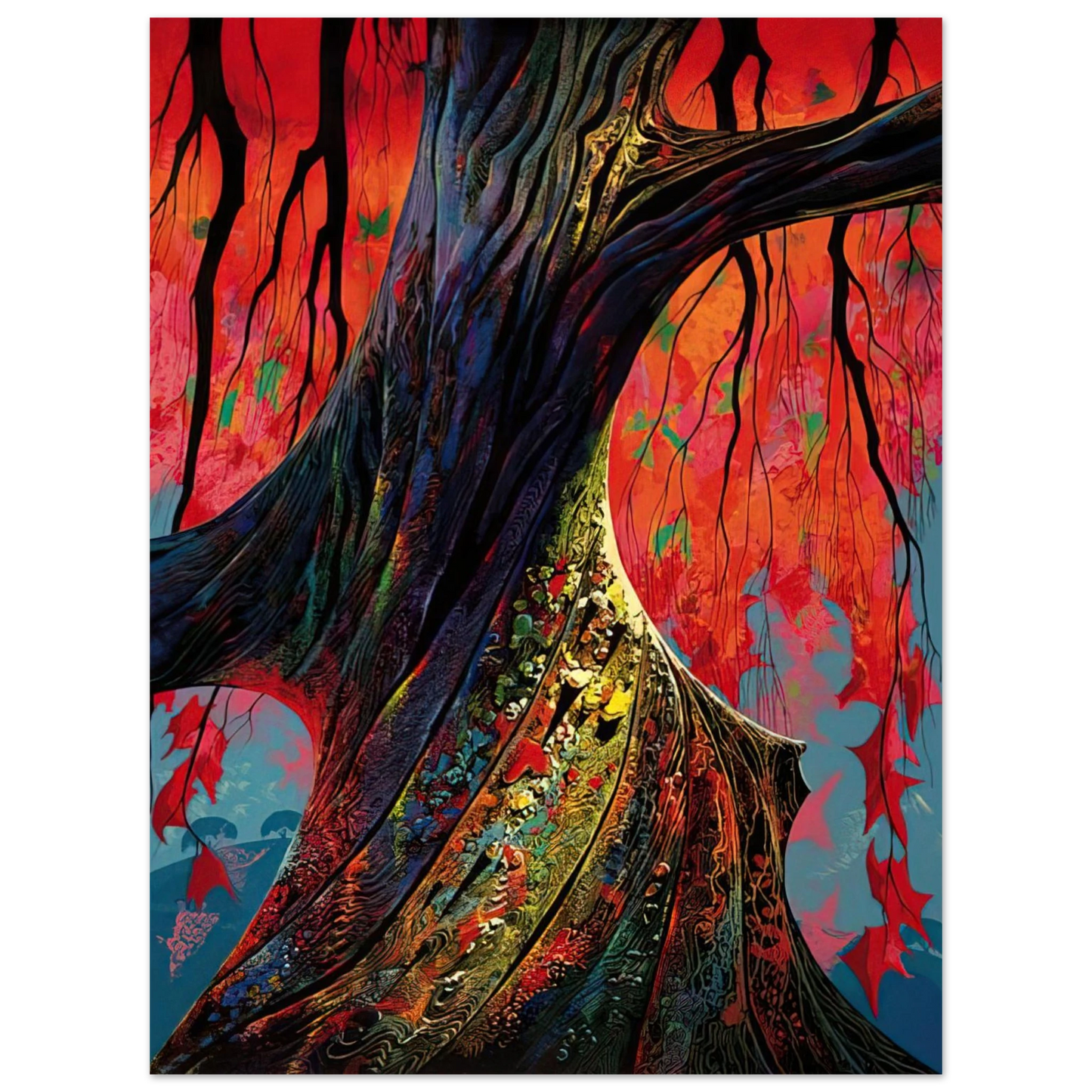 Eyvind Earle - Fire red and gold 75x100 cm / 30x40inches Fine Art Poster