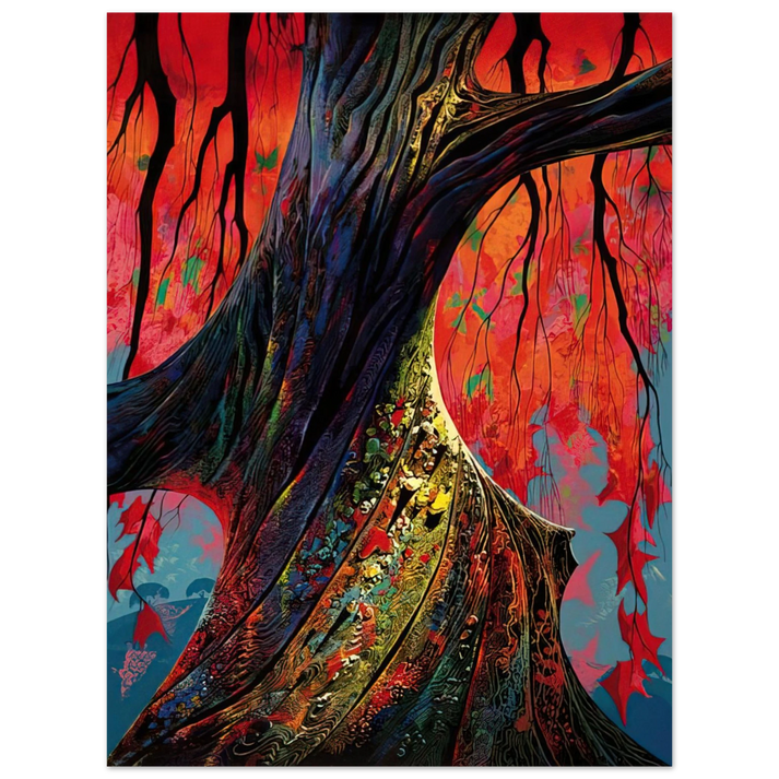Eyvind Earle - Fire red and gold 75x100 cm / 30x40inches Fine Art Poster