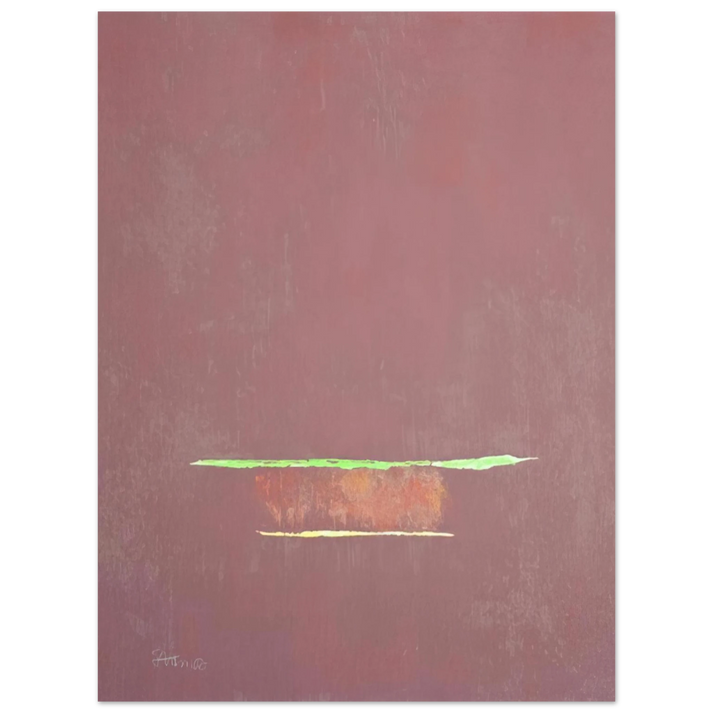 Theodoros Stamos - Purple Color Field with Two Green Lines - Color Field Painting 75x100 cm / 30x40inches Fine Art Poster