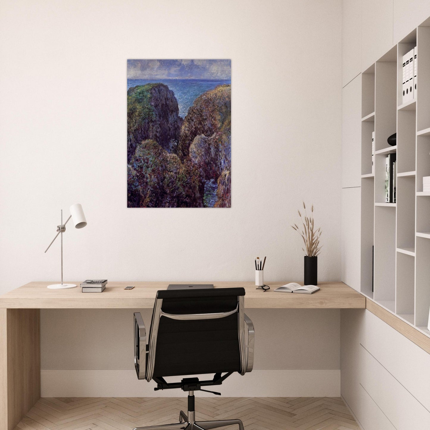 Group of Rocks at Port-Goulphar - claude monet Brushed Aluminum Print - 70x100 cm / 28x40 inches | claude monet Aluminum Print | claude monet Prints