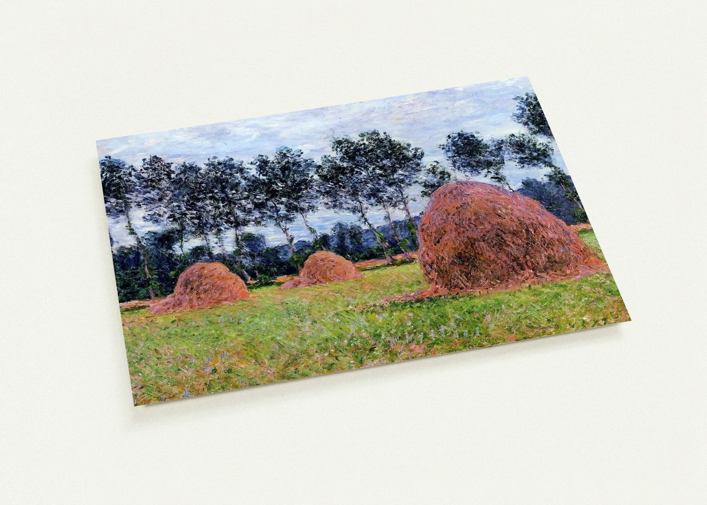 Haystacks, Overcast Day By claude monet Pack of 10 Post Cards | claude monet Post Cards | A6 (10.5 x 14.8 cm) - 4.1 x 5.8 inches