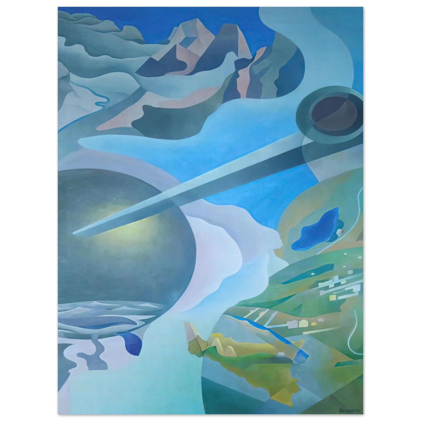 Benedetta Cappa - Synthesis of Aerial Communications - 1934 75x100 cm / 30x40inches Fine Art Poster