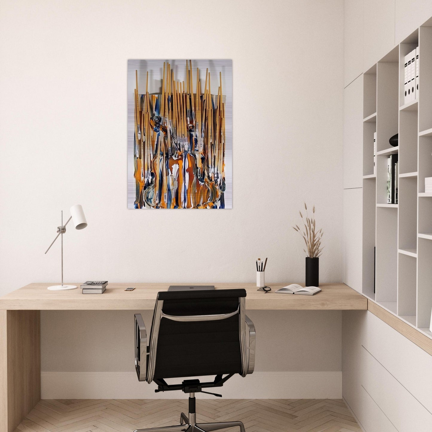 Paintbrushes Violin - II - 1980 - Arman Brushed Aluminum Print - 70x100 cm / 28x40 inches | Arman Aluminum Print | Arman Prints