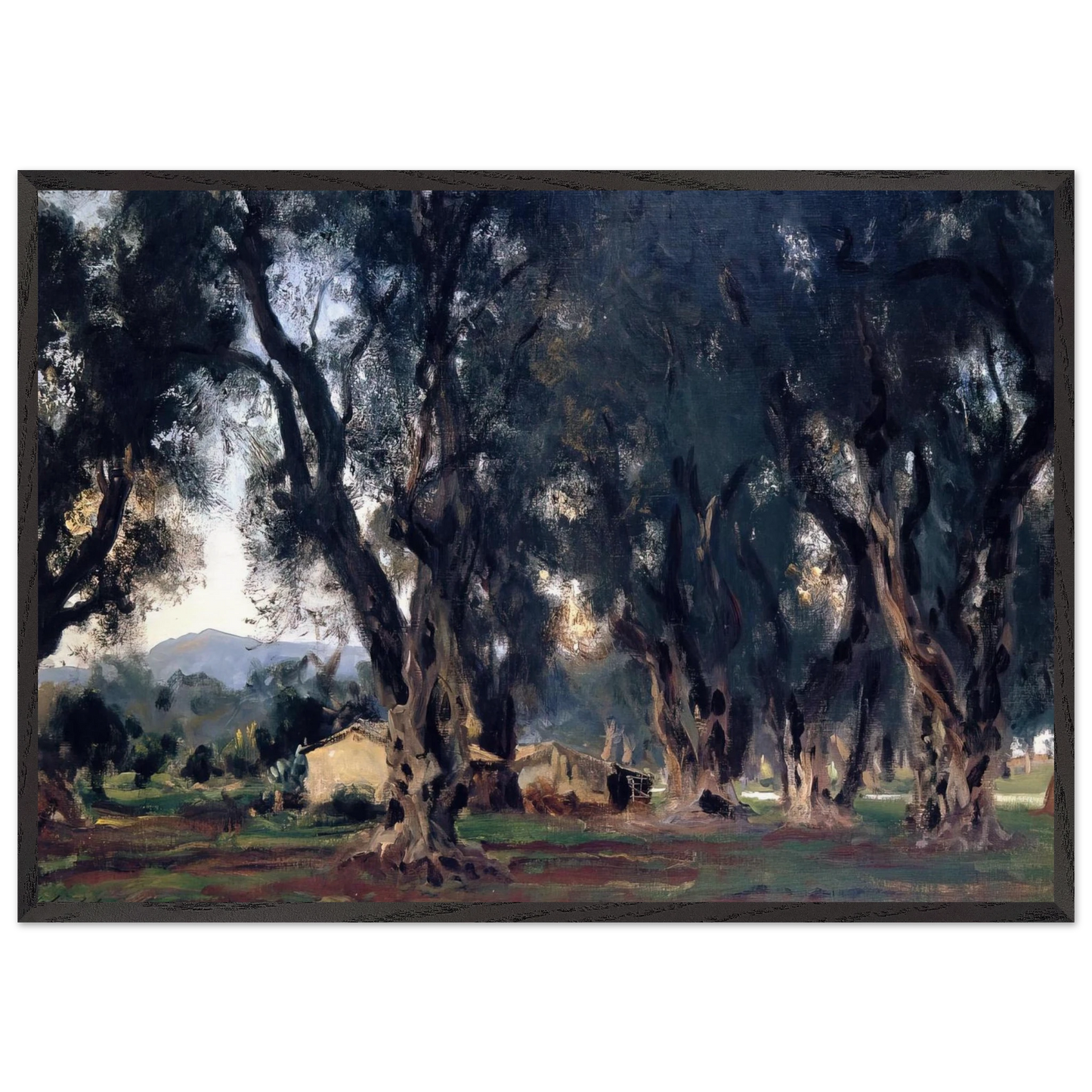 Olive Trees at Corfu - John Singer Sargent 70x100 cm / 28x40 inches Framed Art Print – Black Wooden Frame