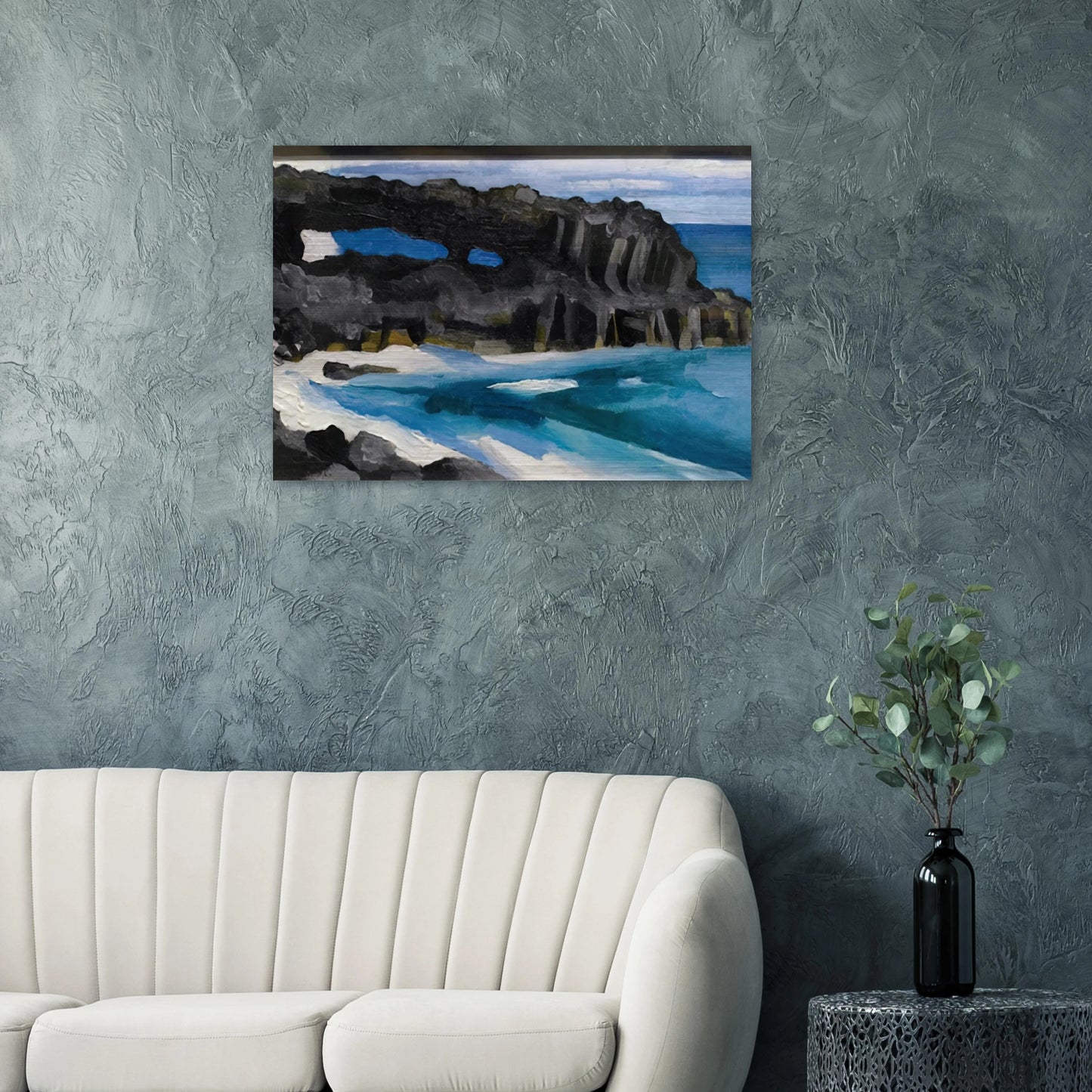 Black Lava Bridge, Hana Coast-No. II - Georgia O'Keeffe Brushed Aluminum Print - 70x100 cm / 28x40 inches | Georgia O'Keeffe Aluminum Print | Georgia O'Keeffe Prints