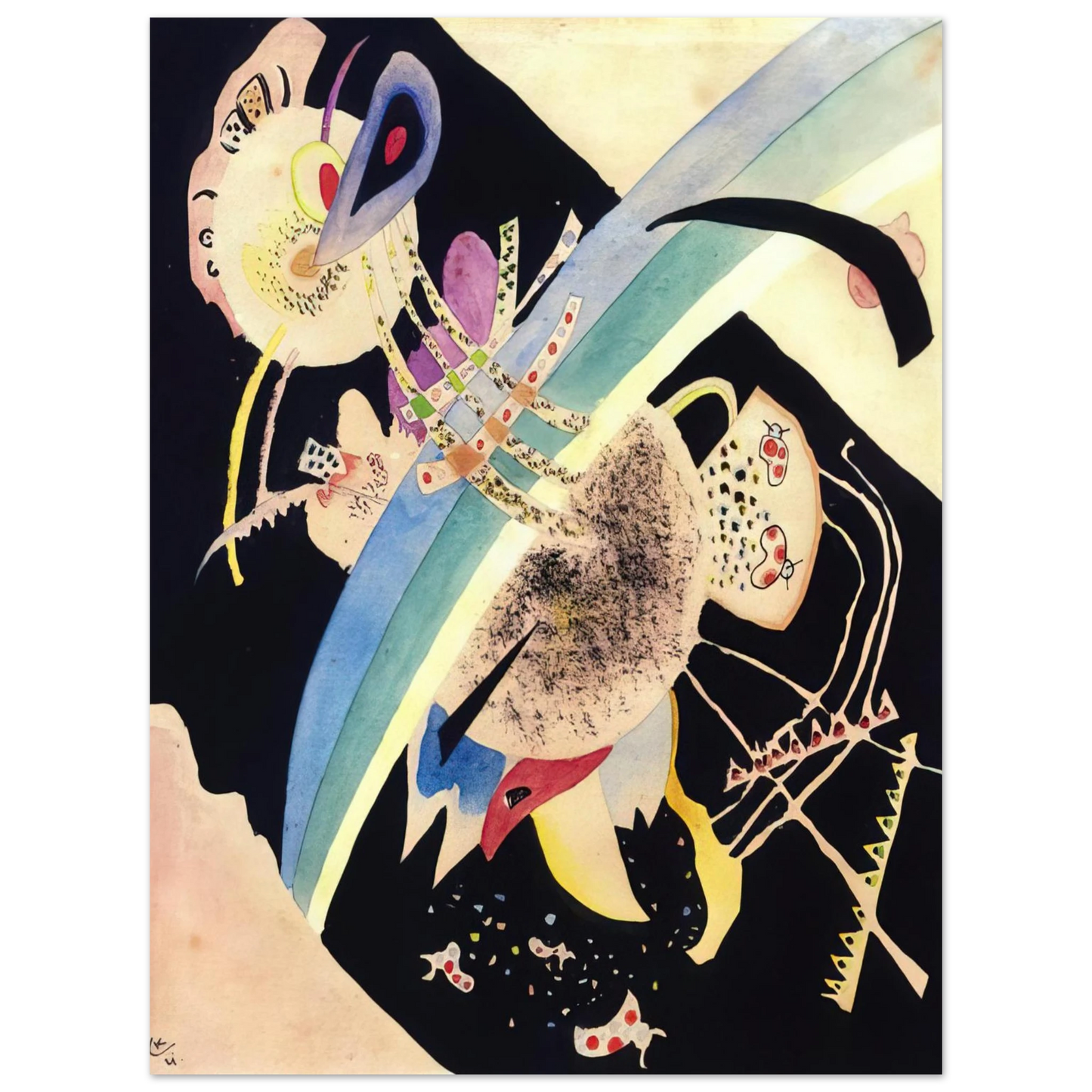 Wassily Kandinsky - STUDY FOR CIRCLES ON BLACK 1921 75x100 cm / 30x40inches Fine Art Poster