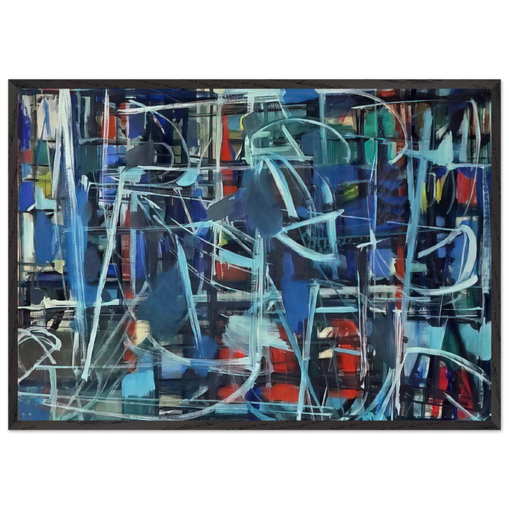 Abstract in Blue - 1950 - Robert Goodnough 70x100 cm / 28x40 inches Framed Art Print – Black Wooden Frame