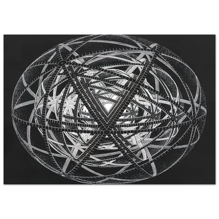 MC Escher - CONCENTRIC RINDS Wall Art - 21x29.7 cm / 8x12" - Premium Wooden Framed Poster With Fine Art Paper - White frame