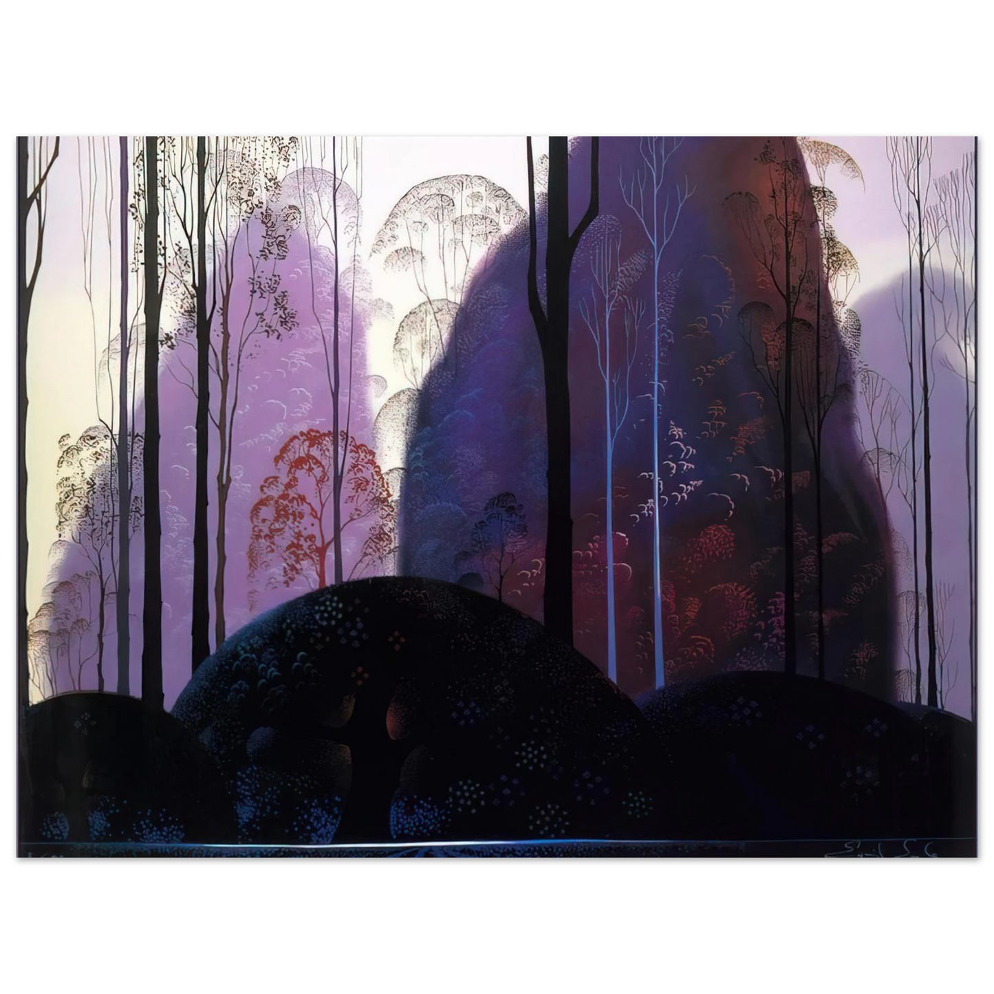 Eyvind Earle - Mauve Redand Purple 75x100 cm / 30x40inches Fine Art Poster