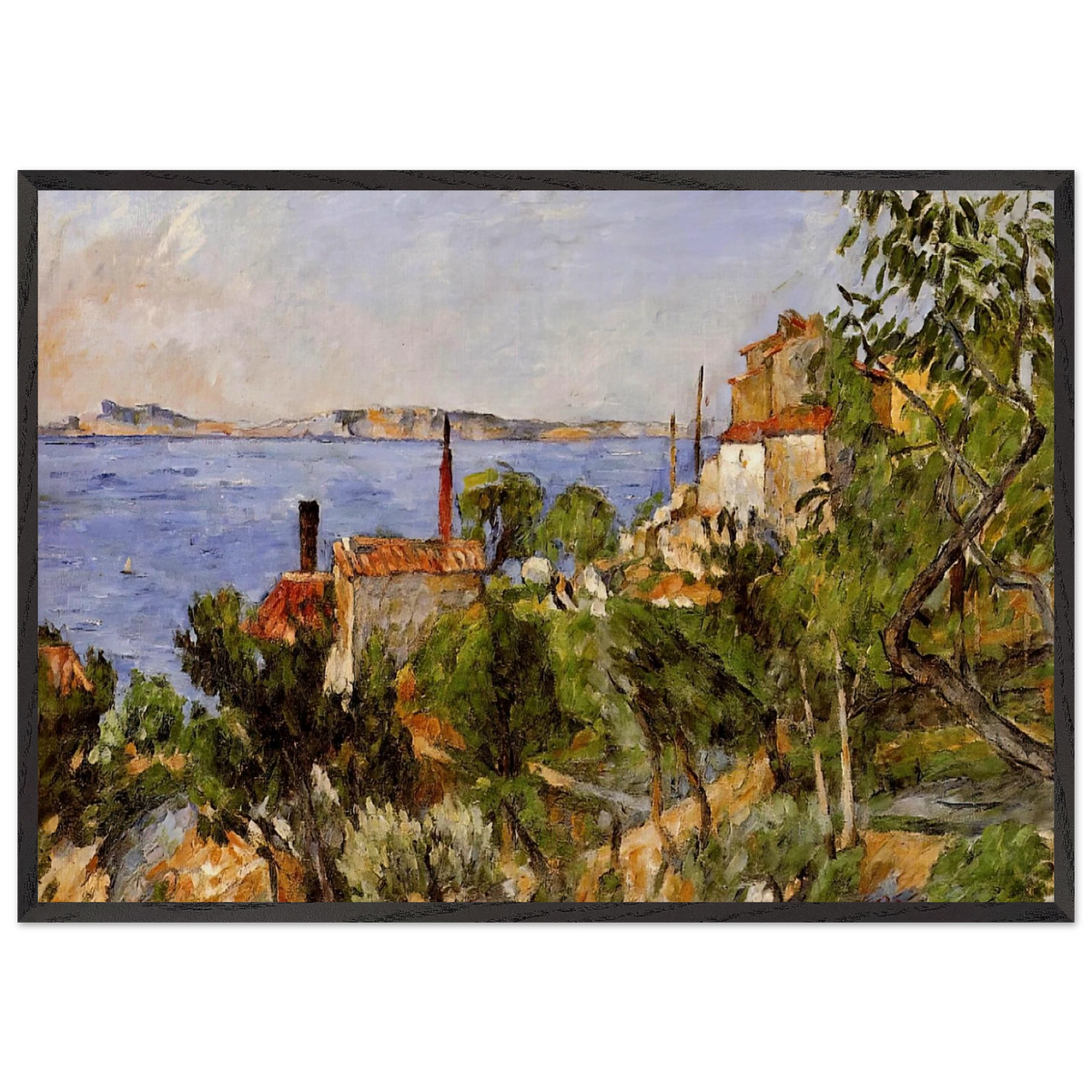 Landscape Study after Nature - Paul Cezanne 70x100 cm / 28x40 inches Framed Art Print – Black Wooden Frame