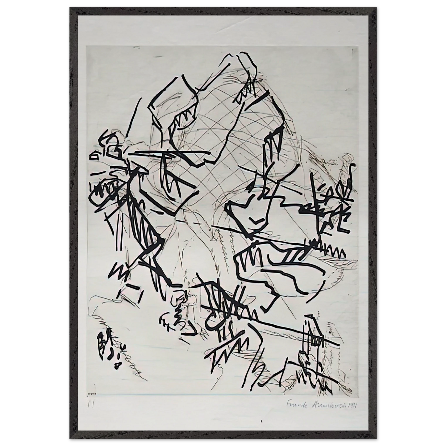 TREE AT TRETIRE II - Frank Auerbach 70x100 cm / 28x40 inches Framed Art Print – Black Wooden Frame