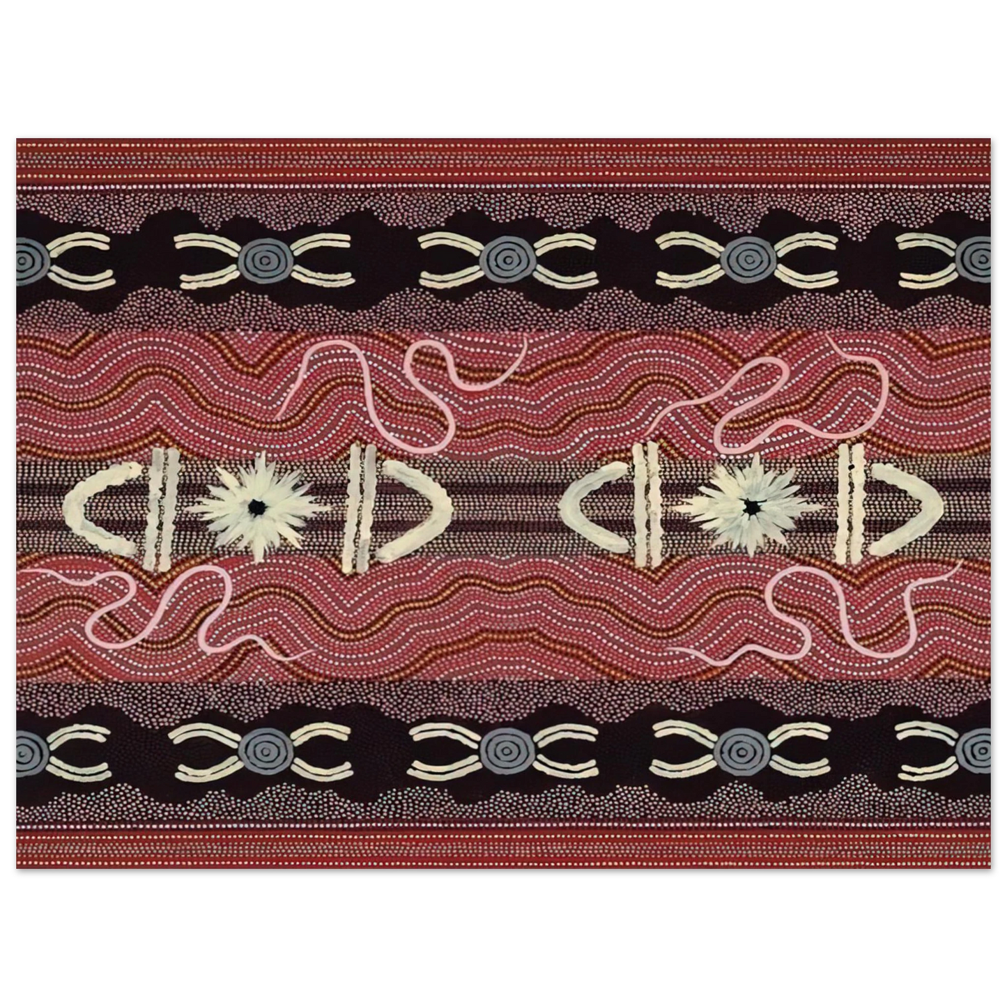 Clifford Possum Tjapaltjarri - Men's Initiation, Spider Dreaming - 1999 75x100 cm / 30x40inches Fine Art Poster