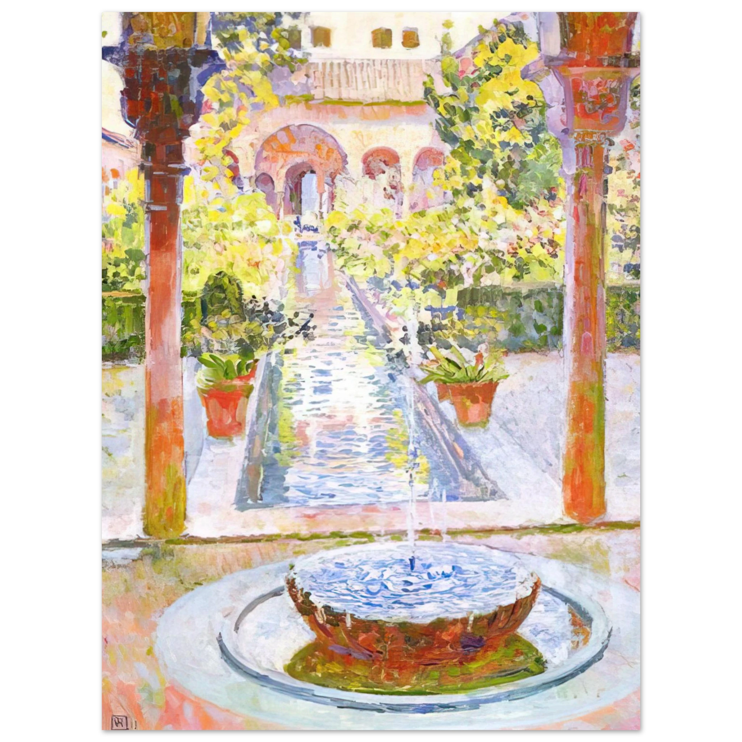Theo van Rysselberghe - THE GARDENS OF GENERALIFE IN GRENADA 1913 75x100 cm / 30x40inches Fine Art Poster