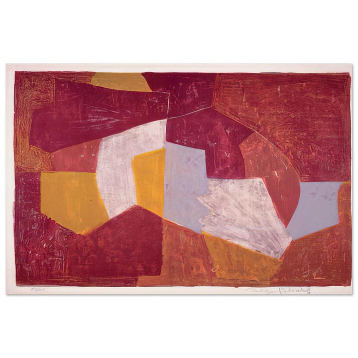 Composition carmin, brune, jaune et grise - 1956 - Serge Poliakoff Art Prints - 100x150 cm / 40x60″ inches | Serge Poliakoff Poster | Serge Poliakoff Prints