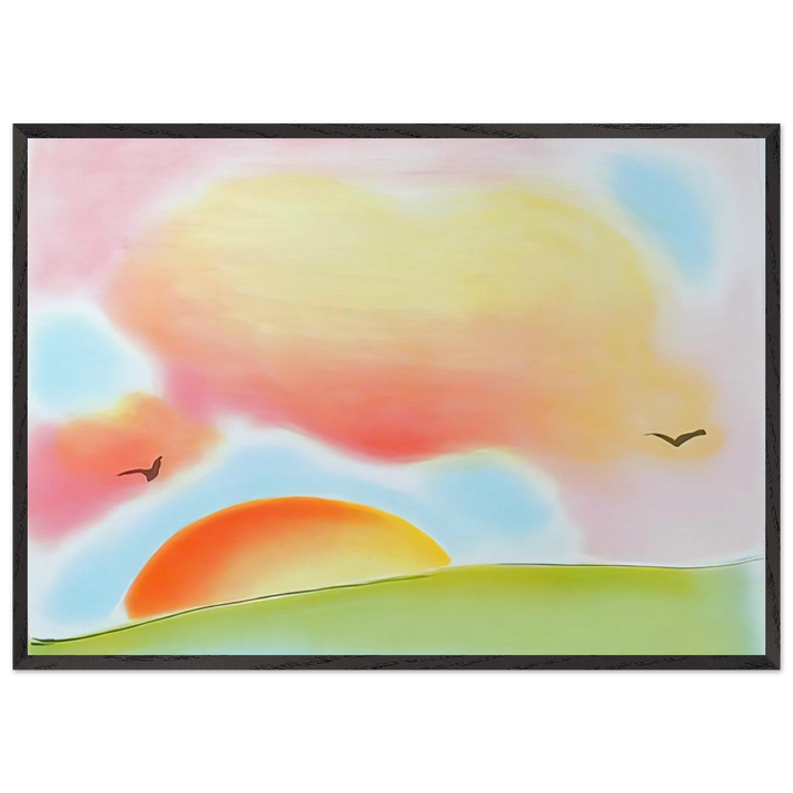 FREEDOM 1980 - Peter Max 70x100 cm / 28x40 inches Framed Art Print – Black Wooden Frame