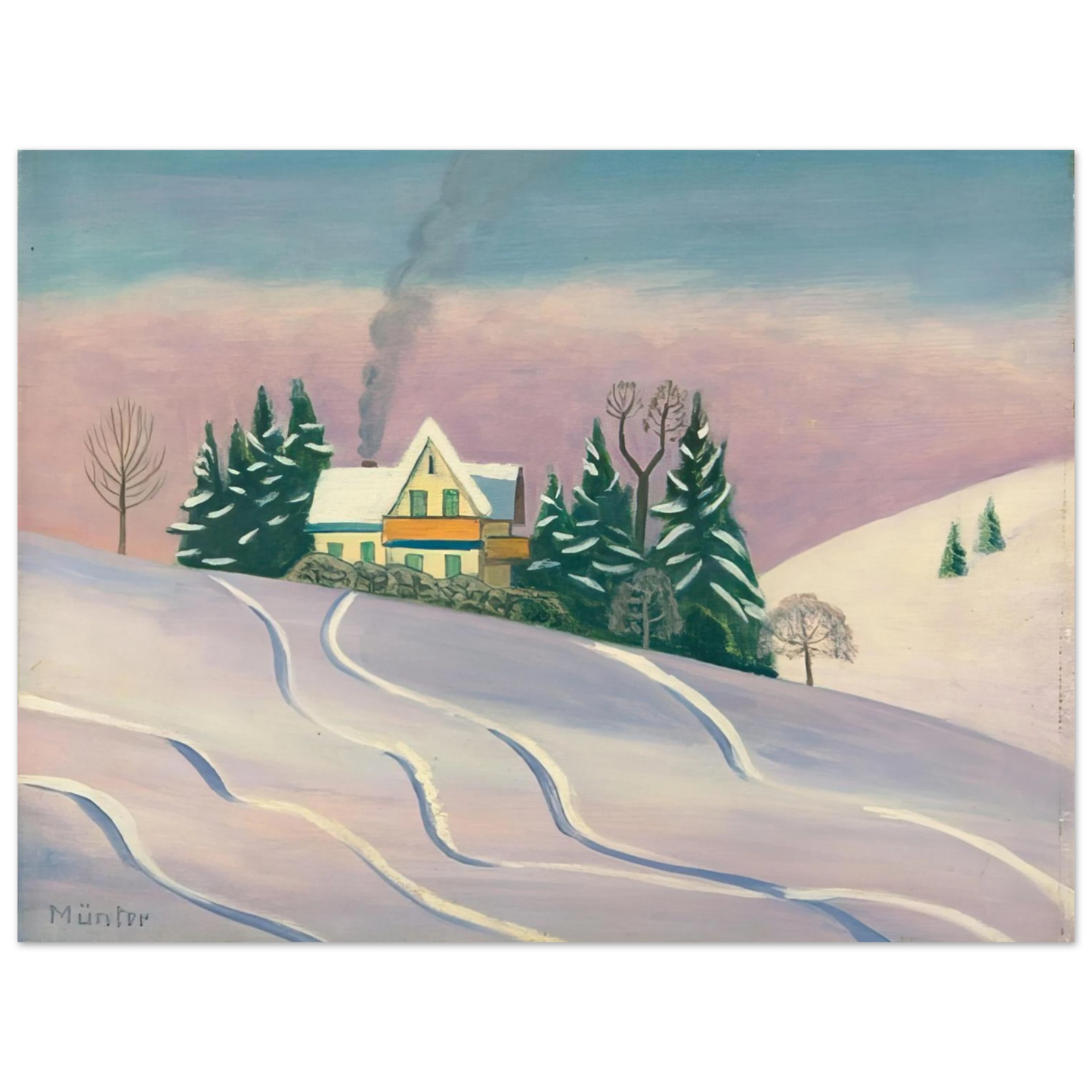 Gabriele Munter - WINTERLANDSCAPE IN BAVARIA 1950 75x100 cm / 30x40inches Fine Art Poster