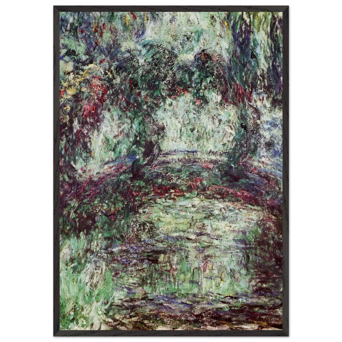 The Japanese Bridge 2 - claude monet 70x100 cm / 28x40 inches Framed Art Print – Black Wooden Frame