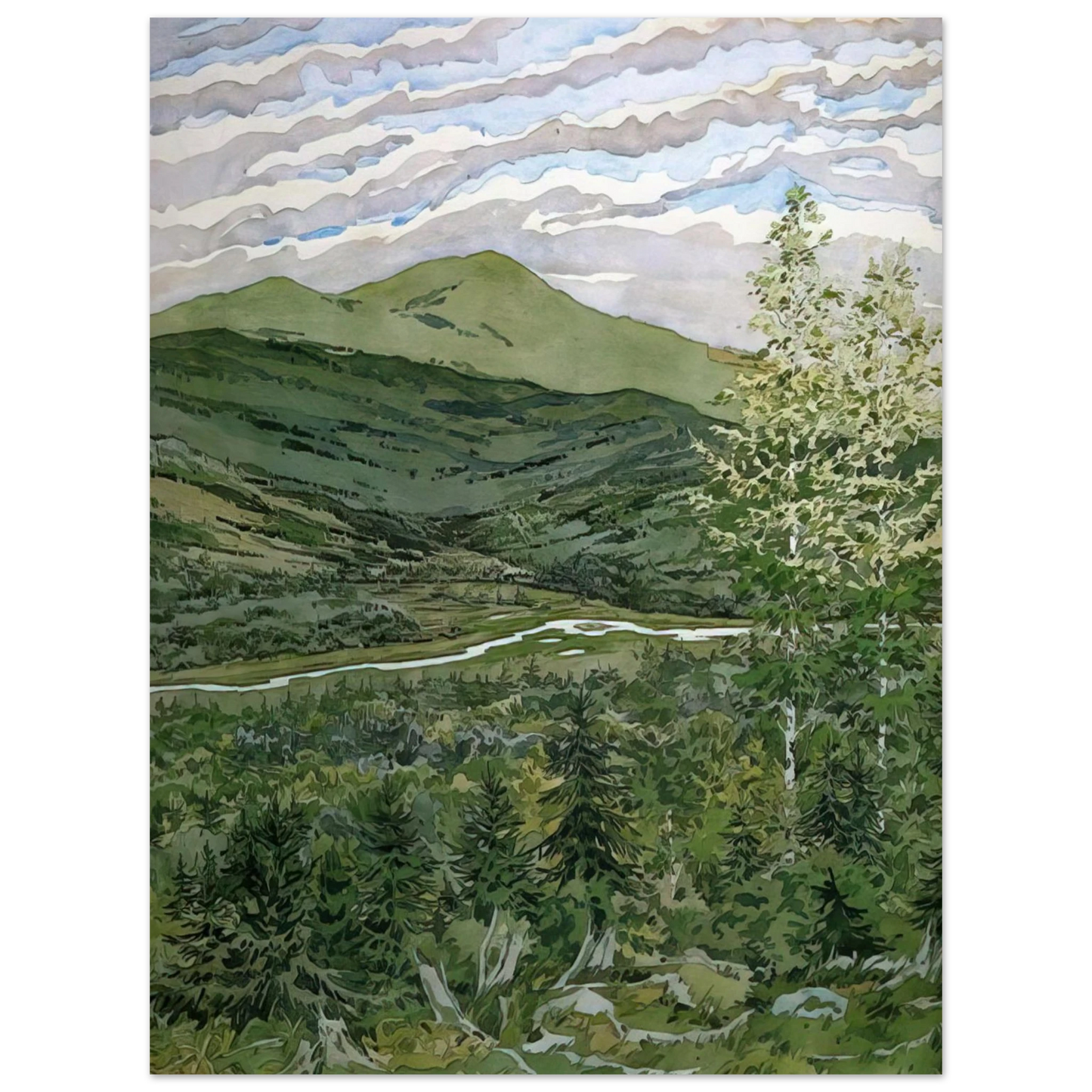 Neil Welliver - Briggs Meadow - 1977 75x100 cm / 30x40inches Fine Art Poster