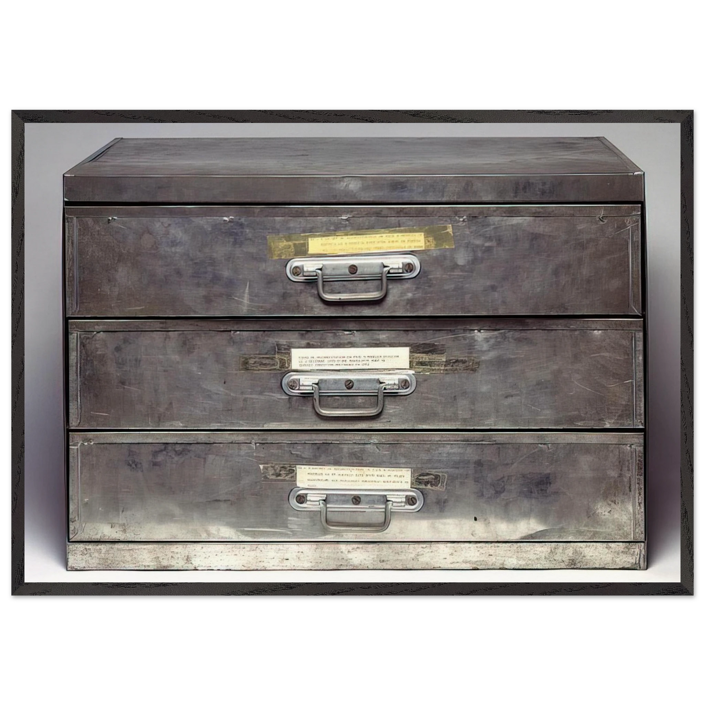 ATTEMPT AT RECREATION THREE DRAWERS 1971 - Christian Boltanski 70x100 cm / 28x40 inches Framed Art Print – Black Wooden Frame