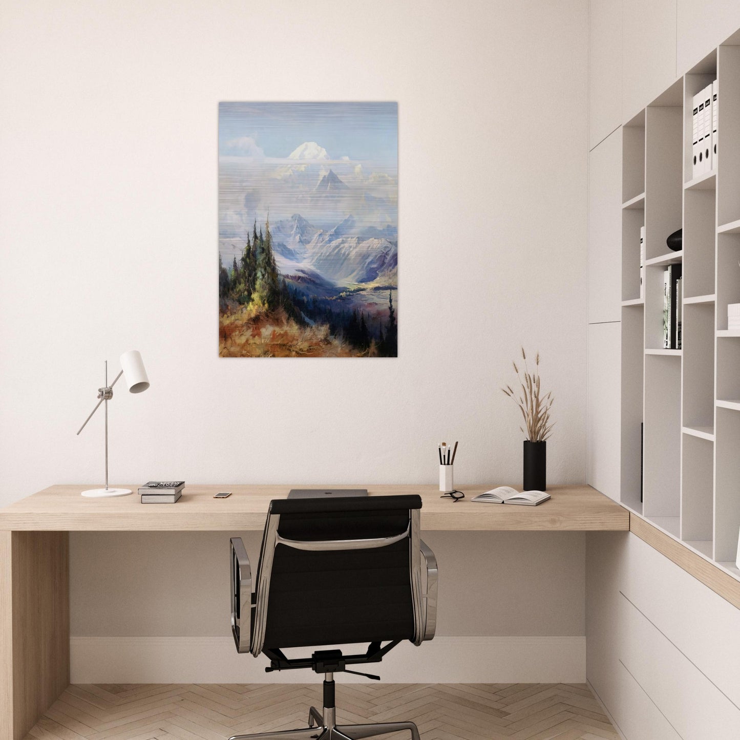 Mount McKinley in Mist - Romanticism - Sydney Laurence Brushed Aluminum Print - 70x100 cm / 28x40 inches | Sydney Laurence Aluminum Print | Sydney Laurence Prints