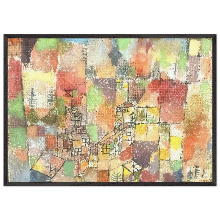 TWO COUNTRY HOUSES 1918 - Paul Klee 70x100 cm / 28x40 inches Framed Art Print – Black Wooden Frame