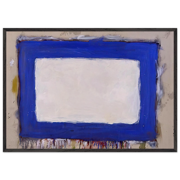 Blue Rectangle II - 1958 - Gene Davis 70x100 cm / 28x40 inches Framed Art Print – Black Wooden Frame