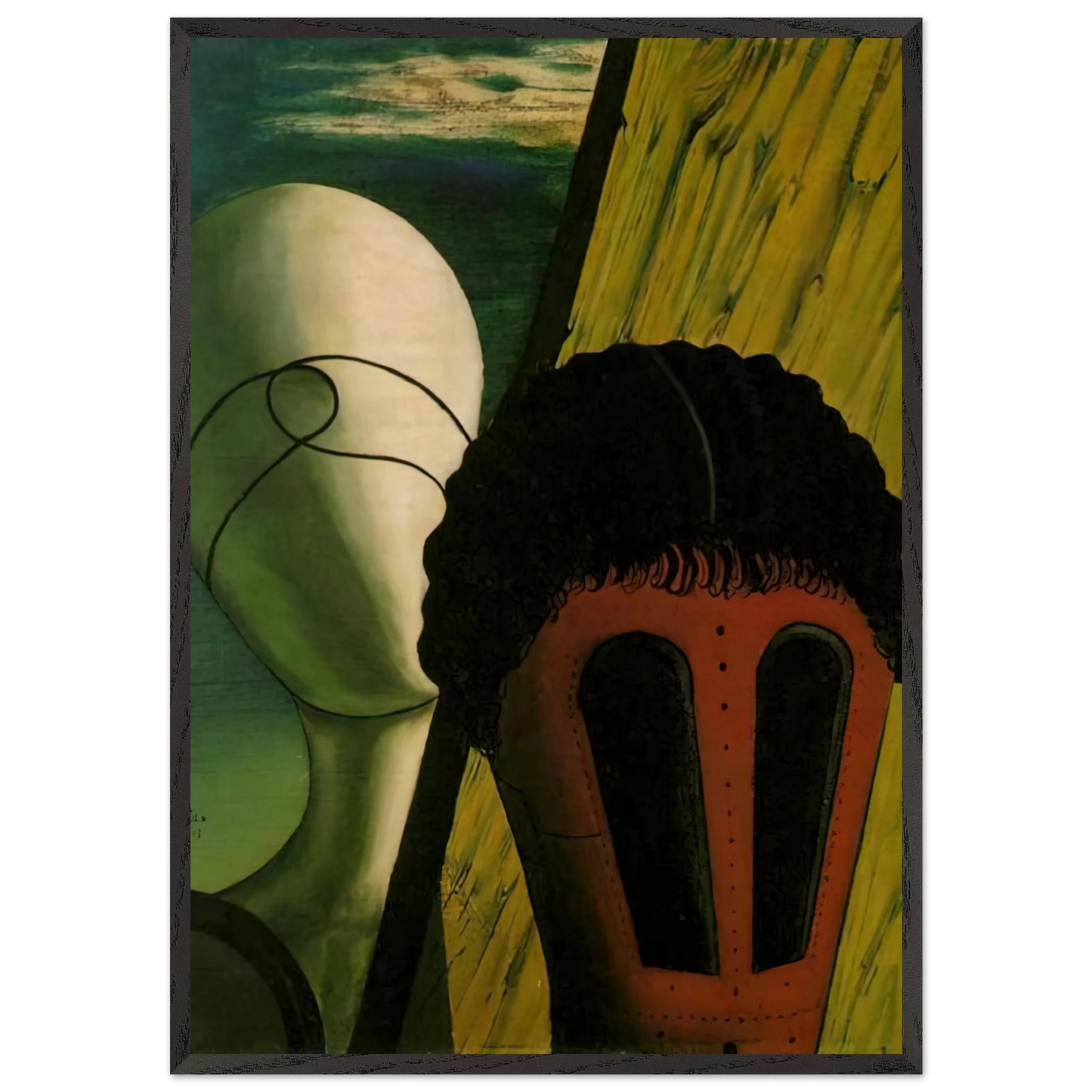 TWO HEADS 1918 - Giorgio de Chirico 70x100 cm / 28x40 inches Framed Art Print – Black Wooden Frame