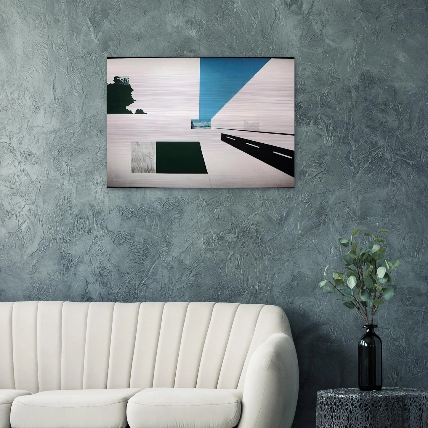 Looking North at 121 Mile Marker - Pop Art - Allan D Arcangelo Brushed Aluminum Print - 70x100 cm / 28x40 inches | Allan D Arcangelo Aluminum Print | Allan D Arcangelo Prints