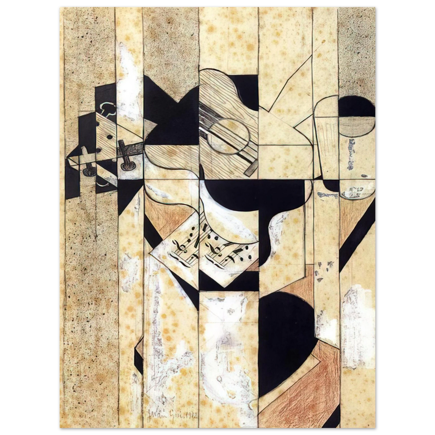 Juan Gris - GUITAR AND GLASS 1912 75x100 cm / 30x40inches Fine Art Poster