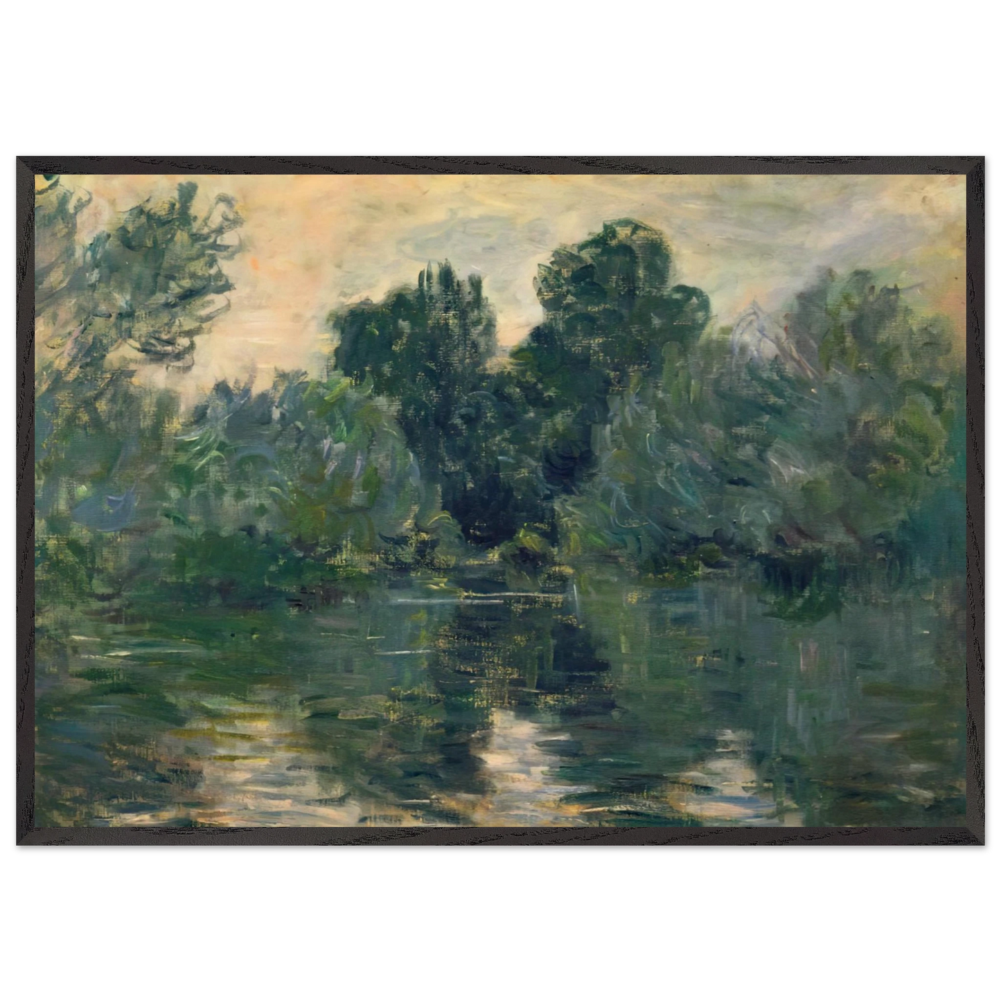 The Arm of the Seine - claude monet 70x100 cm / 28x40 inches Framed Art Print – Black Wooden Frame