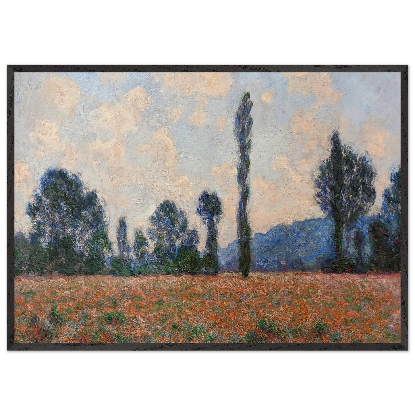 Poppy Field in Giverny 03 - claude monet 70x100 cm / 28x40 inches Framed Art Print – Black Wooden Frame