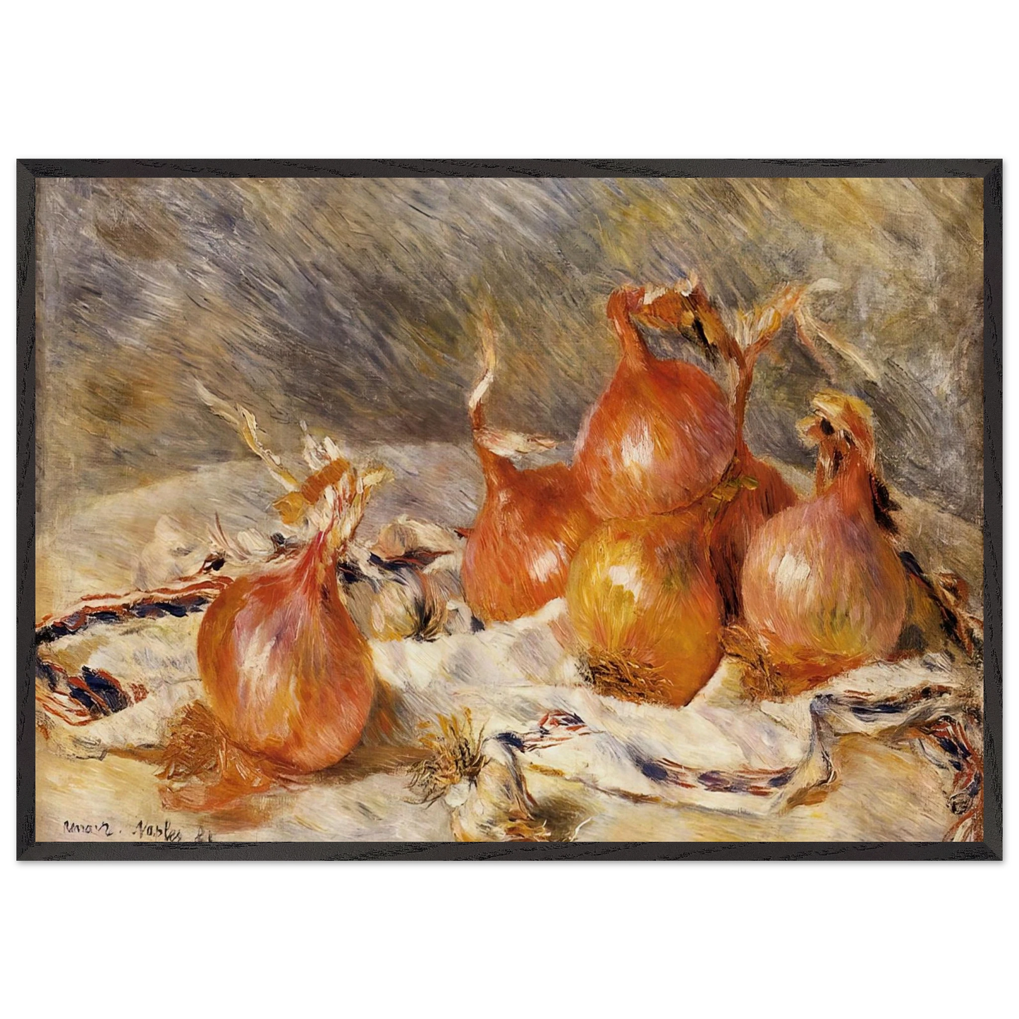 Onions - Pierre-Auguste Renoir 70x100 cm / 28x40 inches Framed Art Print – Black Wooden Frame