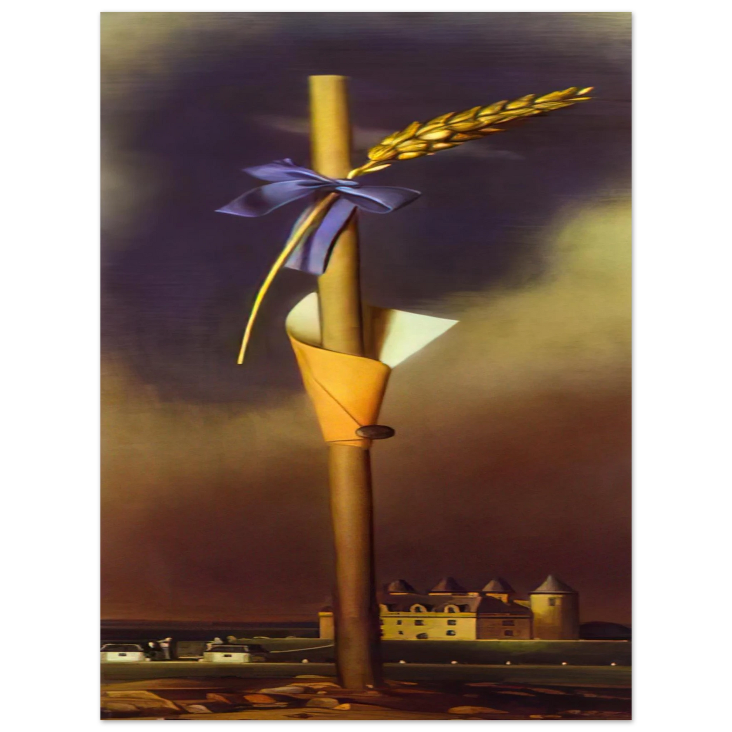 Salvador Dali - BLUE KNOT AND EAR OF WHEAT NEXT TO THE CASTLE 75x100 cm / 30x40inches Fine Art Poster